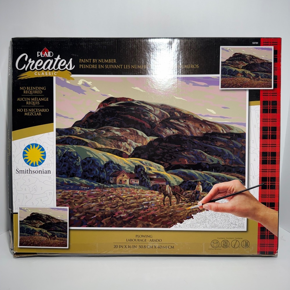 Plaid Creates Classic Smithsonian Paint by Number Plowing Horse 59781 20x16
